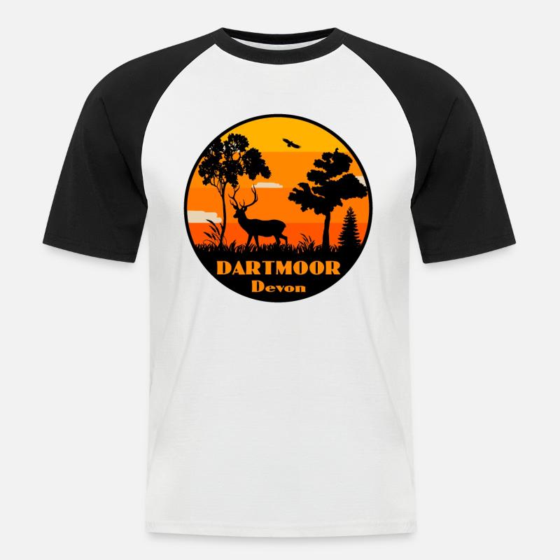 Dartmoor, Devon (États-Unis) - T-shirt baseball manches courtes Homme - blanc/noir