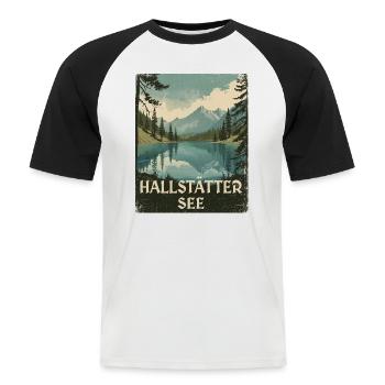 Hallstaetter See - Männer Baseball-T-Shirt - Weiß/Schwarz - Vorne - Nik (191cm)