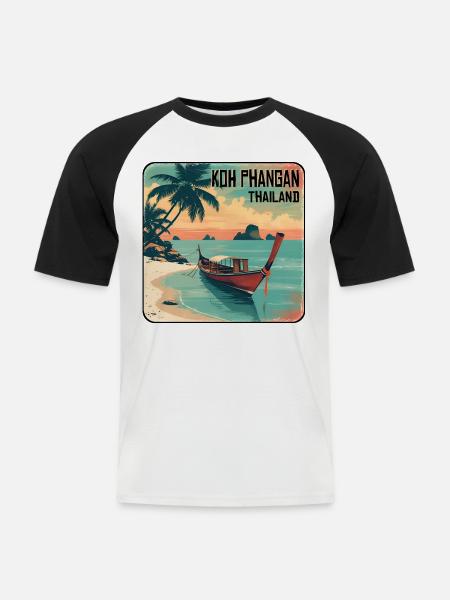 Koh Phangan Thailand - Männer Baseball-T-Shirt - Weiß/Schwarz