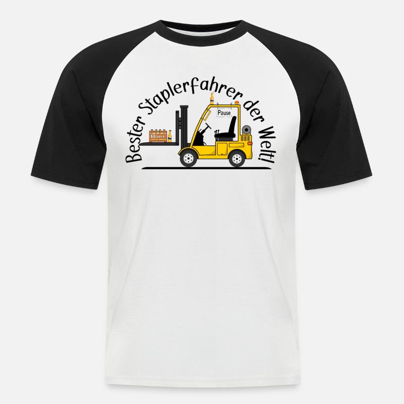 Staplerfahrer mit Bier beste Staplerfahrer - Männer Baseball-T-Shirt - Weiß/Schwarz