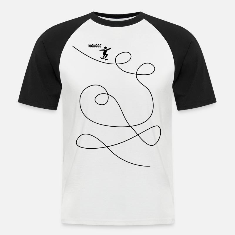 Skateboarder macht Looping Geschenk - Männer Baseball-T-Shirt - Weiß/Schwarz