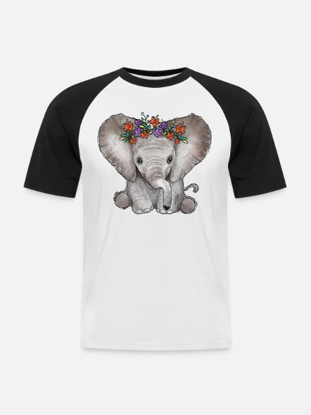 Baby Elephant - Men's Baseball T-Shirt - white/black