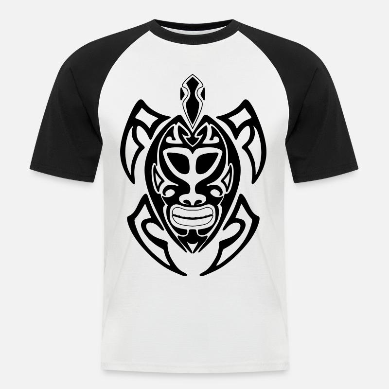 Polynesische Schildkröte - Männer Baseball-T-Shirt - Weiß/Schwarz