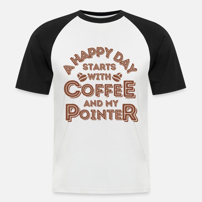 Pointer Kaffee Hund Cafe - Männer Baseball-T-Shirt - Weiß/Schwarz