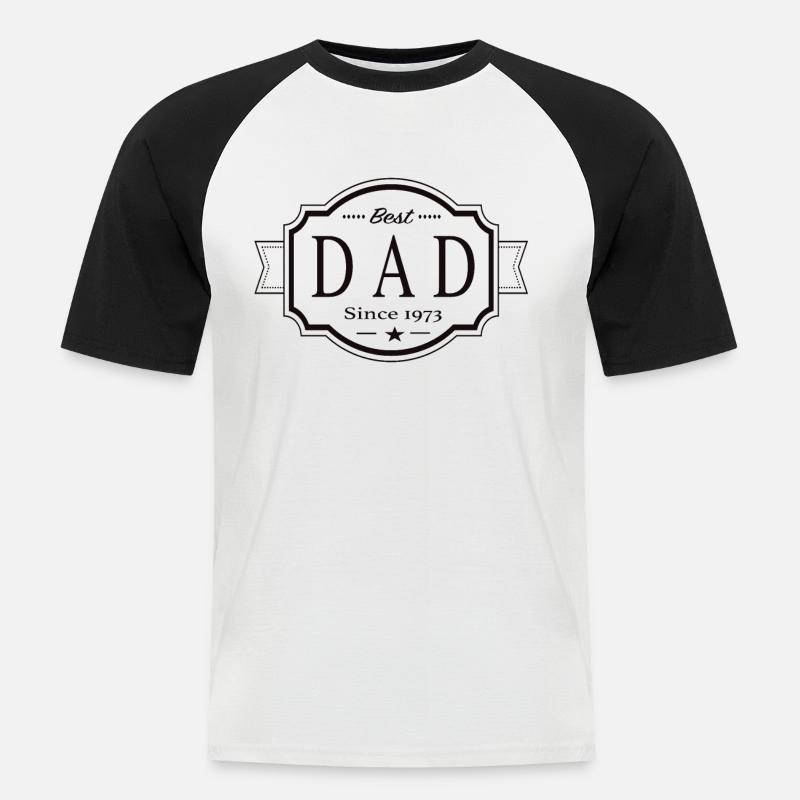 Bester Papa seit 1973 - Männer Baseball-T-Shirt - Weiß/Schwarz