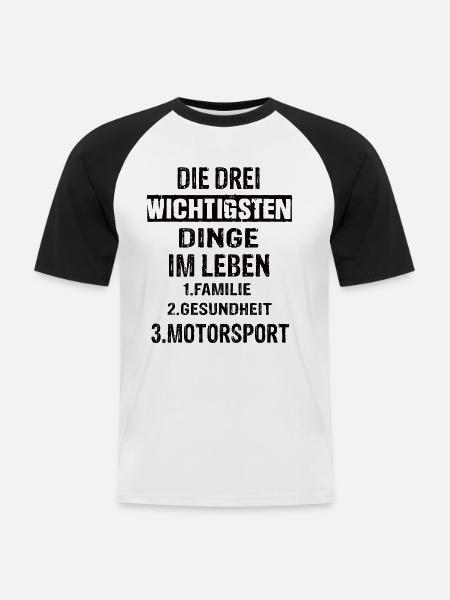 Motorsport - Männer Baseball-T-Shirt - Weiß/Schwarz