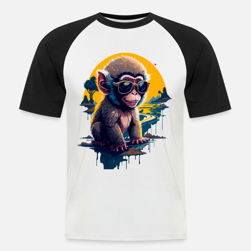 Cooler Affe - Männer Baseball-T-Shirt - Weiß/Schwarz