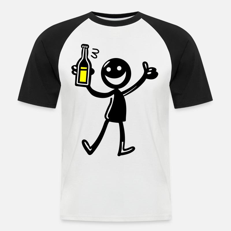 Drinking Comic Illustration Beer - Men's Baseball T-Shirt - white/black