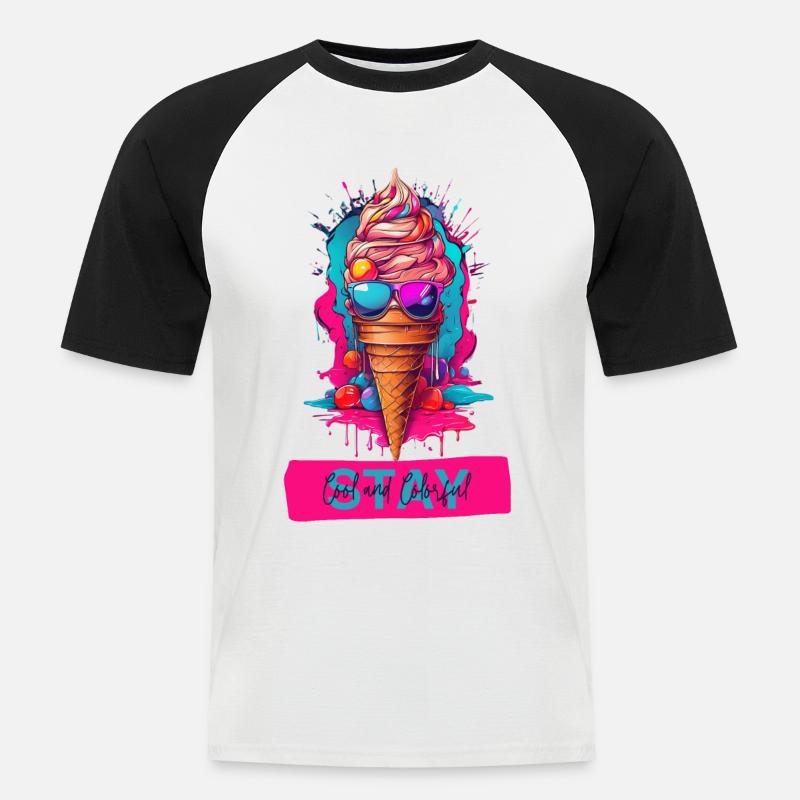 Radiant Delight - Helles Eis - Männer Baseball-T-Shirt - Weiß/Schwarz