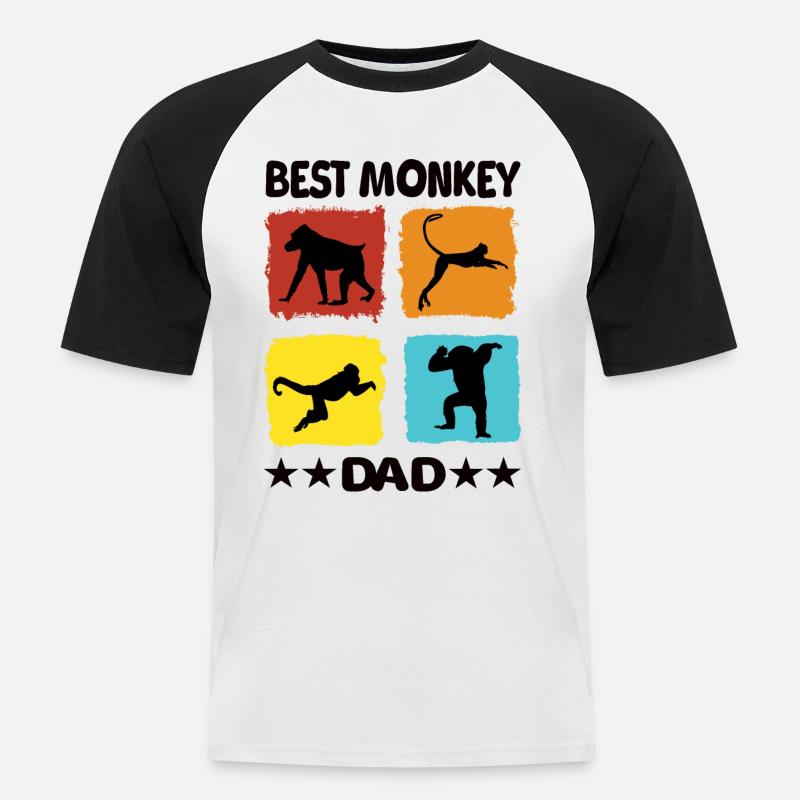 Best Monkey Dad - Männer Baseball-T-Shirt - Weiß/Schwarz