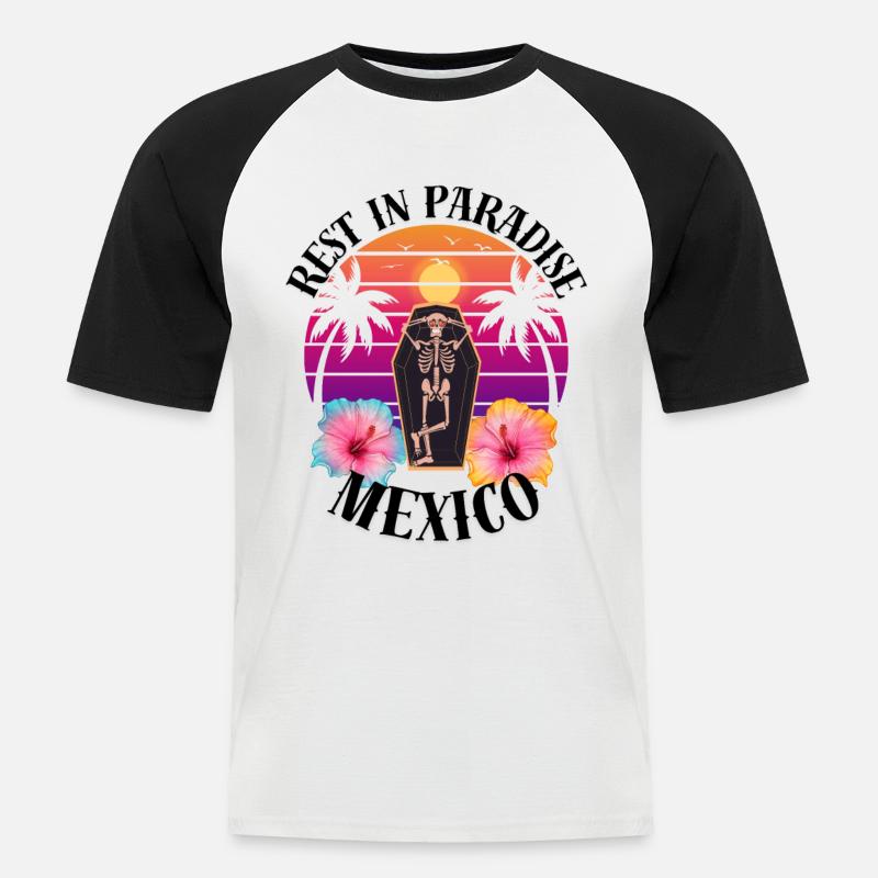 Mexiko RIP Sarkasmus - Männer Baseball-T-Shirt - Weiß/Schwarz