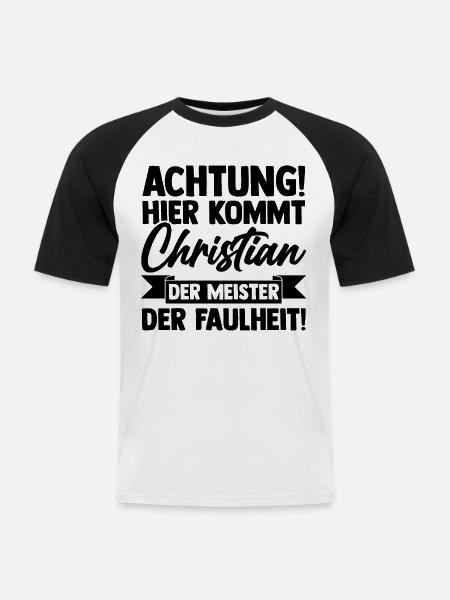 First name Chris Christian - Men's Baseball T-Shirt - white/black