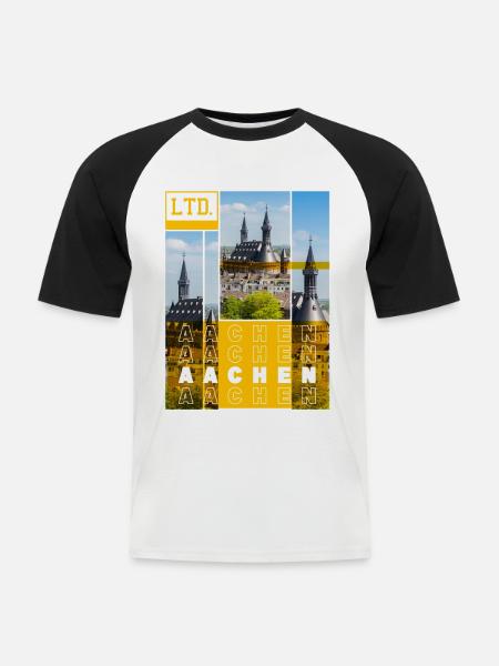 Aachen Germany City Skyline Home Love - Men's Baseball T-Shirt - white/black