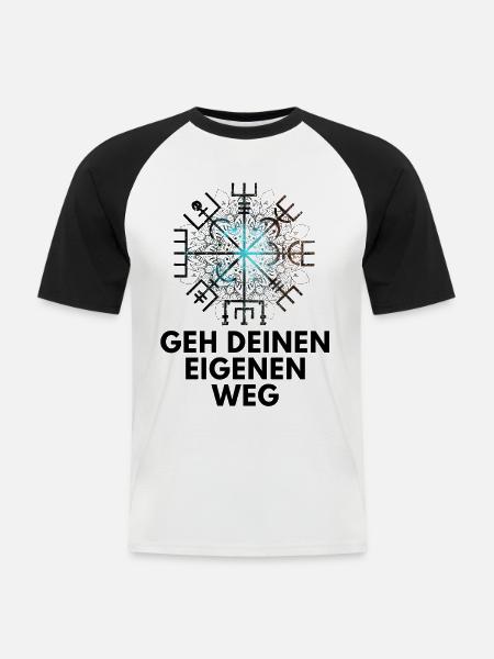 Wegweiser VEGVISIR - Männer Baseball-T-Shirt - Weiß/Schwarz