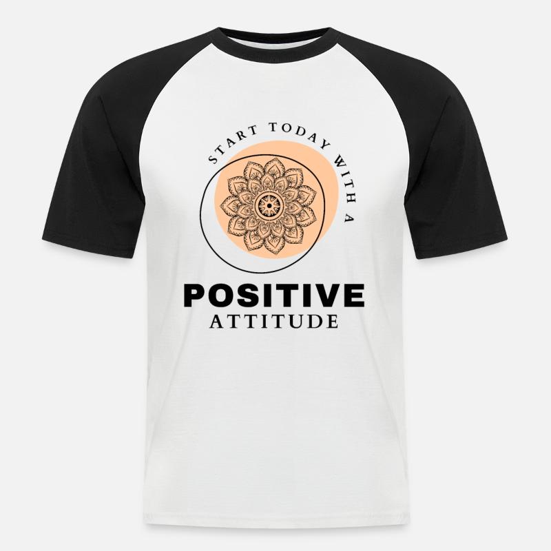 POSITIVE EINSTELLUNG MINDSET Motivation - Männer Baseball-T-Shirt - Weiß/Schwarz