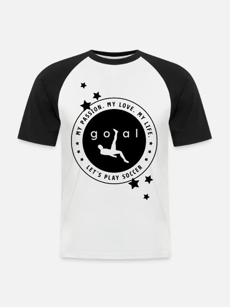 Leidenschaft Fußball - Männer Baseball-T-Shirt - Weiß/Schwarz