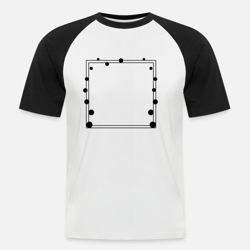 Gepunkteter Rahmen Quadratisch schwarz - Männer Baseball-T-Shirt - Weiß/Schwarz