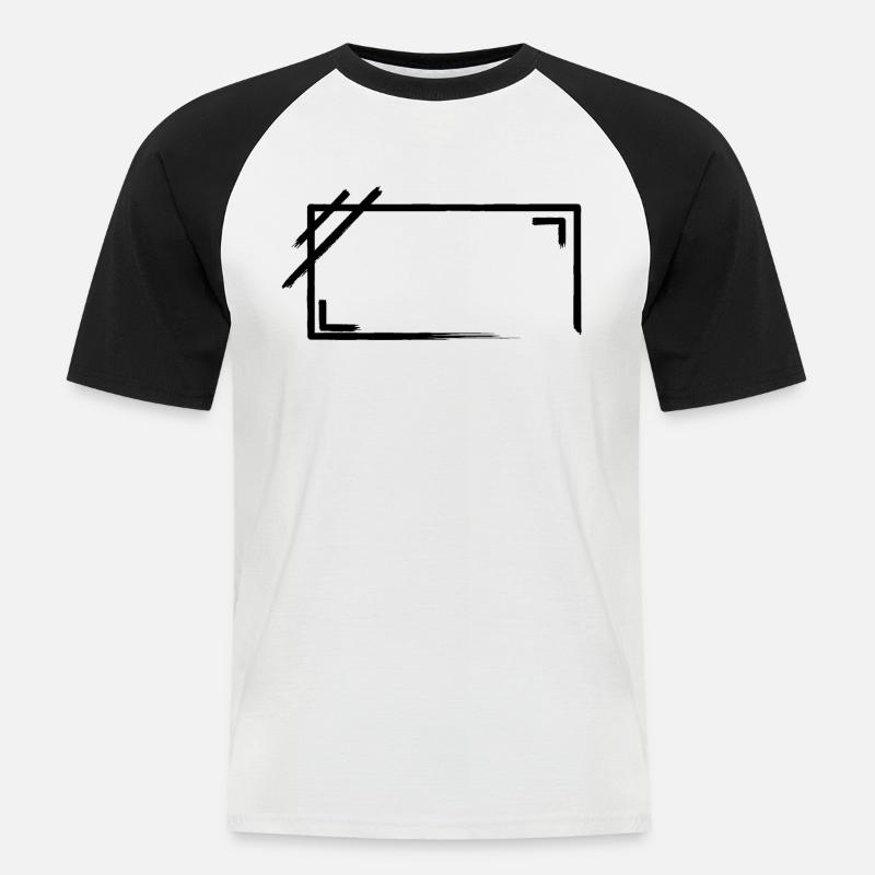 Weathered Rectangular Frame Strokes - Men's Baseball T-Shirt - white/black