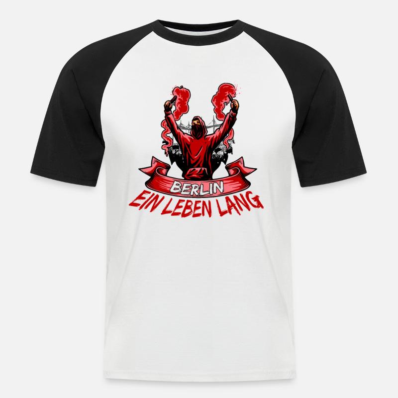 Berlin ein Leben lang - Männer Baseball-T-Shirt - Weiß/Schwarz