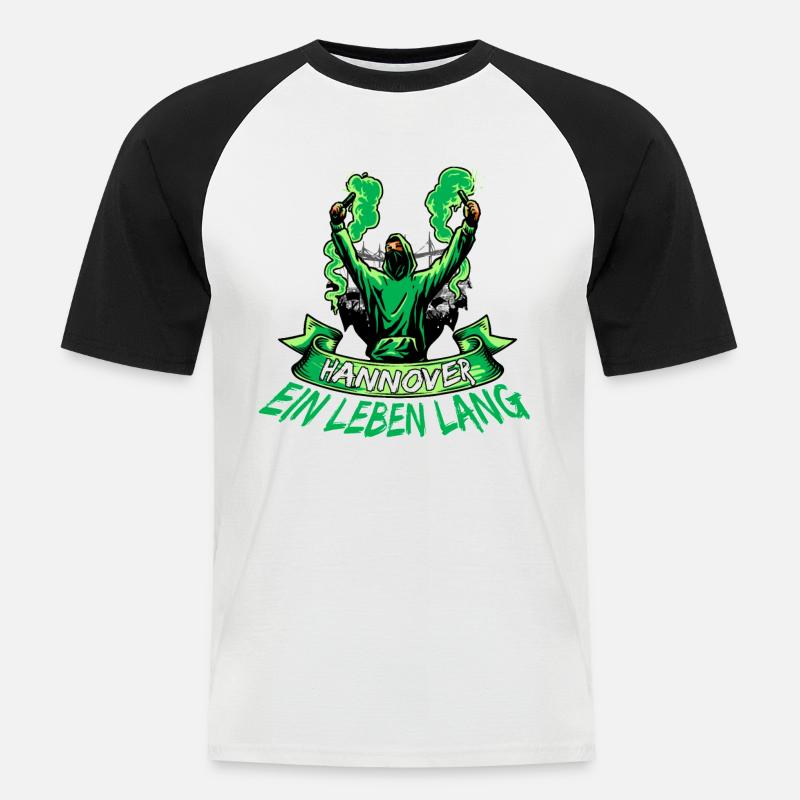 Hannover ein Leben lang - Männer Baseball-T-Shirt - Weiß/Schwarz