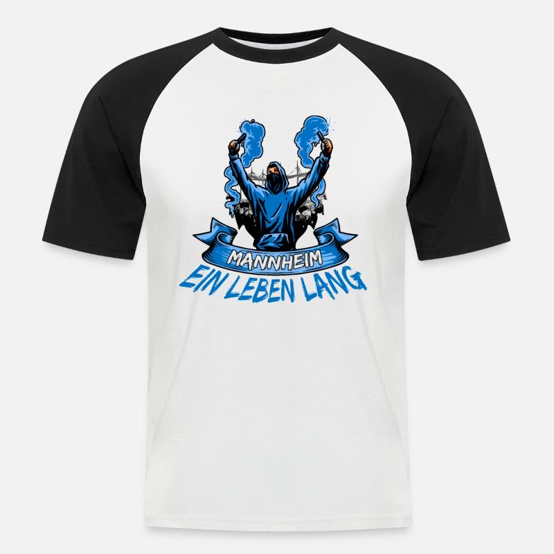 Mannheim ein Leben lang - Männer Baseball-T-Shirt - Weiß/Schwarz