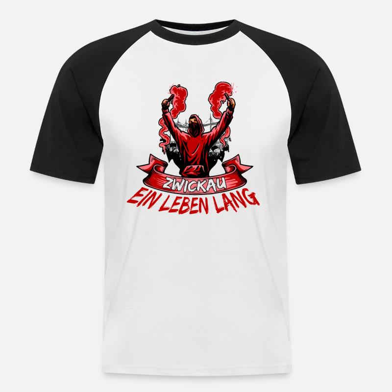 Zwickau ein Leben lang - Männer Baseball-T-Shirt - Weiß/Schwarz