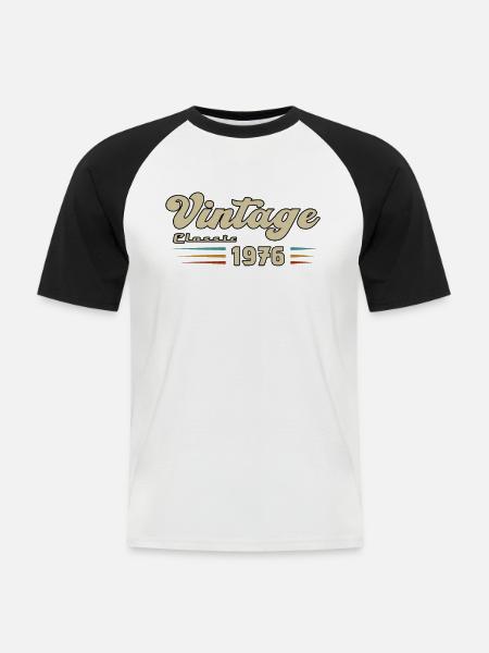 1976 Anniversaire Vintage Classic - T-shirt baseball manches courtes Homme - blanc/noir