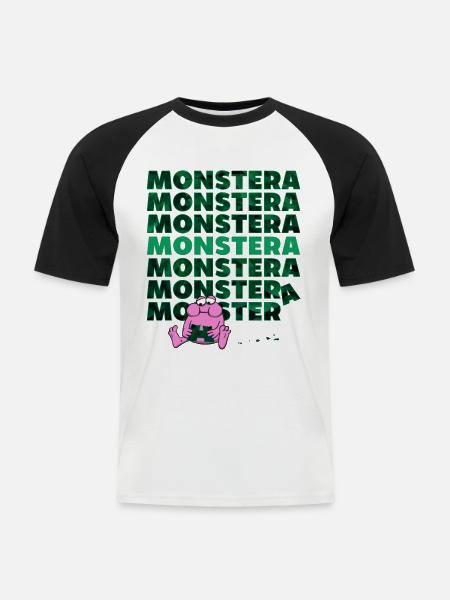 Monstera Monster - Men's Baseball T-Shirt - white/black