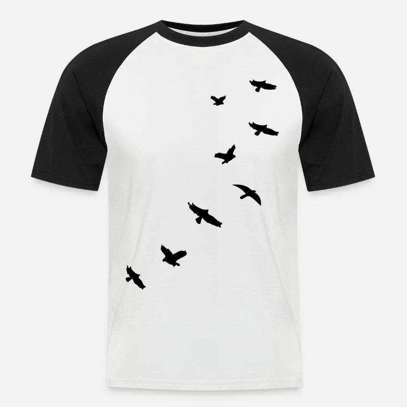flying_birds_mapies - Männer Baseball-T-Shirt - Weiß/Schwarz