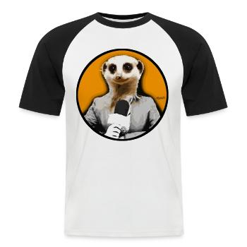 Meerkat Reporter Animal Face Listener Circle - Men's Baseball T-Shirt - white/black - Front - Nik (191cm)