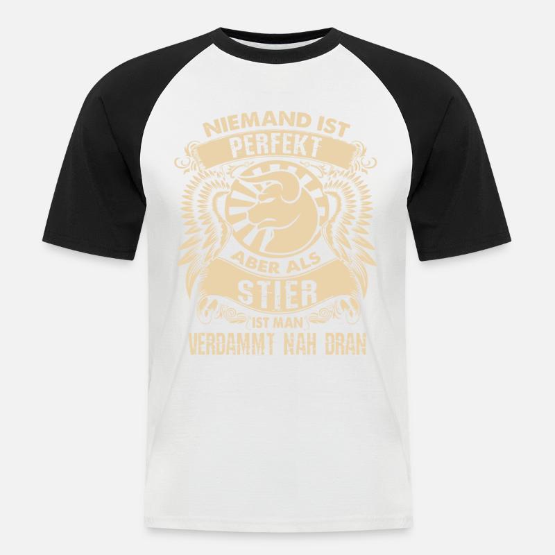 Sternzeichen Stier - ist perfekt - Männer Baseball-T-Shirt - Weiß/Schwarz