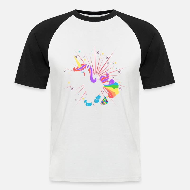 Pupsendes Einhorn - Männer Baseball-T-Shirt - Weiß/Schwarz
