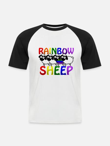 Rainbow Sheep - Gay Pride - Men's Baseball T-Shirt - white/black