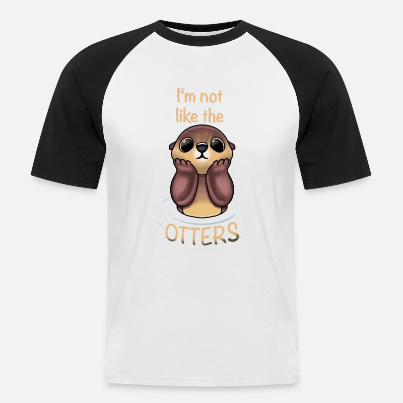 Otter Tier Design - Männer Baseball-T-Shirt - Weiß/Schwarz