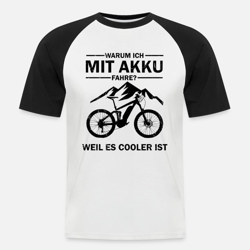 E-Bike E-Mtb Elektrofahrrad Ebike - Männer Baseball-T-Shirt - Weiß/Schwarz