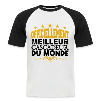 Cascadeur | le Meilleur Cascadeur cadeau Cascadeur - T-shirt baseball manches courtes Homme - blanc/noir - Devant - Nik (191cm)