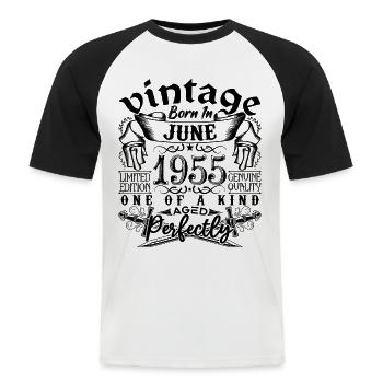 Birthday 1955 June 1955! born June 1955 - Men's Baseball T-Shirt - white/black - Front - Nik (191cm)