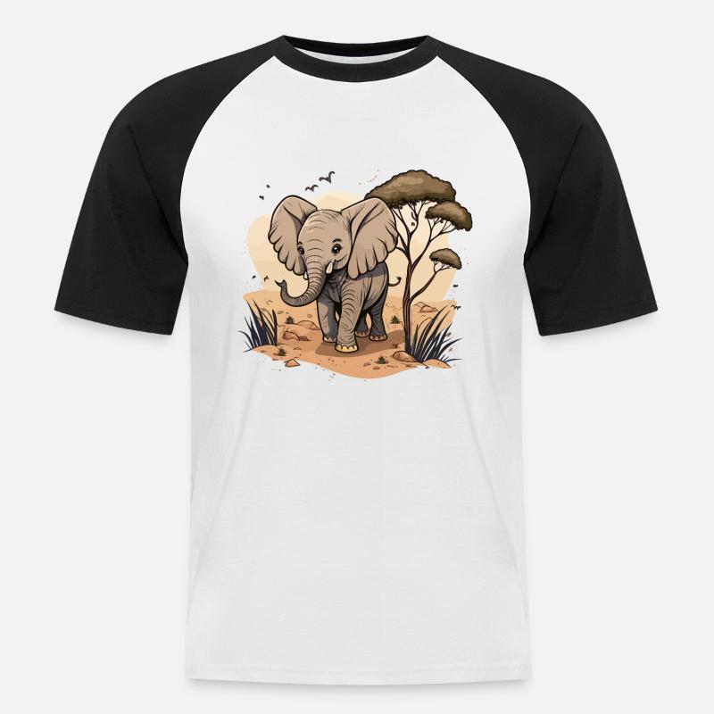 Riese der Savanne - Männer Baseball-T-Shirt - Weiß/Schwarz