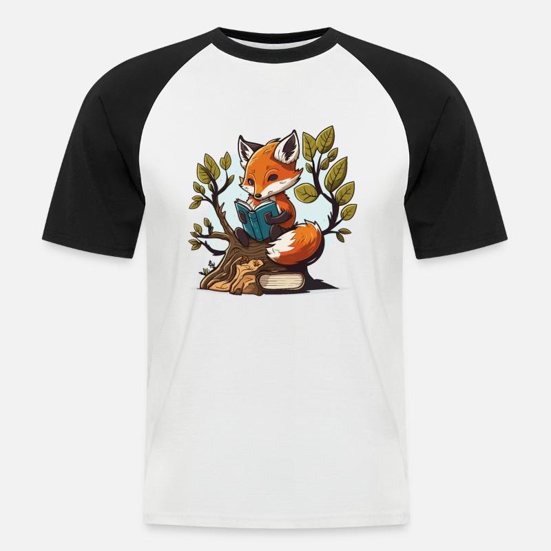Studious Fox - Men's Baseball T-Shirt - white/black