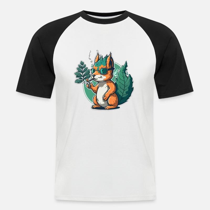 Kiffer-Eichhörnchen - Männer Baseball-T-Shirt - Weiß/Schwarz