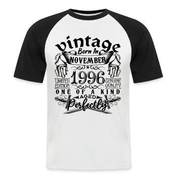 Geburtstag 1996 November 1996 geboren im November - Männer Baseball-T-Shirt - Weiß/Schwarz - Vorne - Nik (191cm)