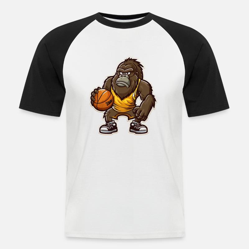 Gorilla Power Forward - Männer Baseball-T-Shirt - Weiß/Schwarz