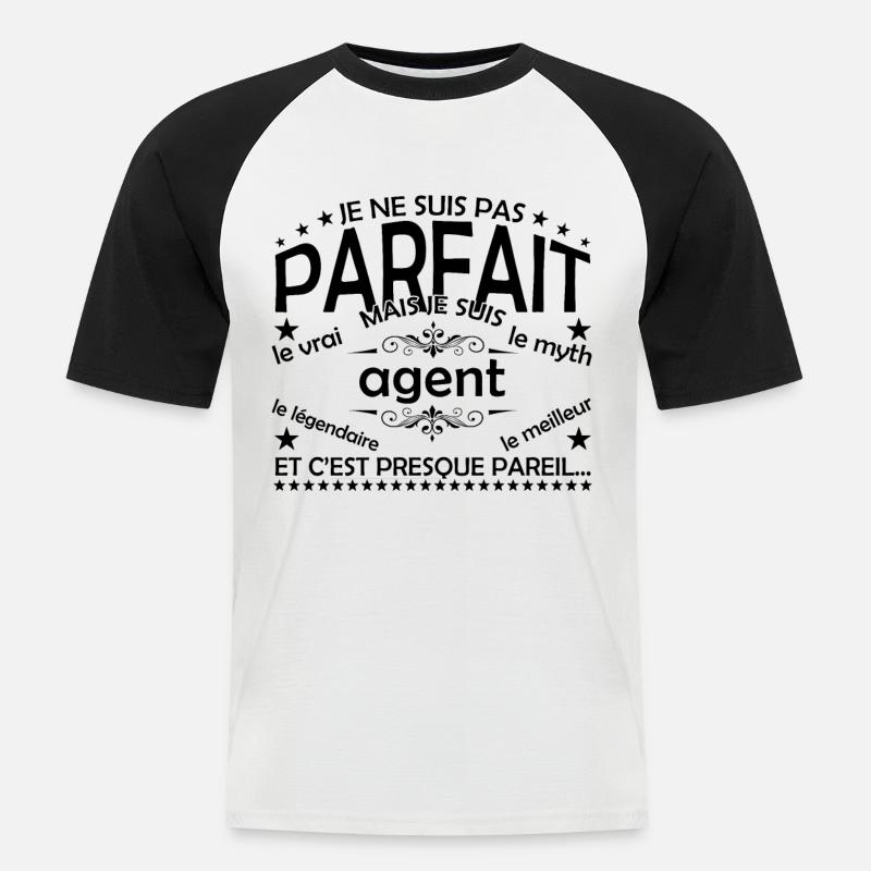 Geschenkagent Agent Der echte Agent - Männer Baseball-T-Shirt - Weiß/Schwarz