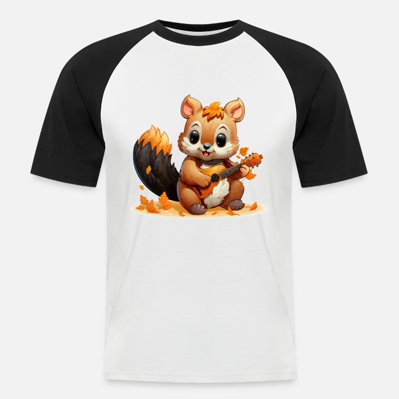 Das Akkordeon-Eichhörnchen - Männer Baseball-T-Shirt - Weiß/Schwarz