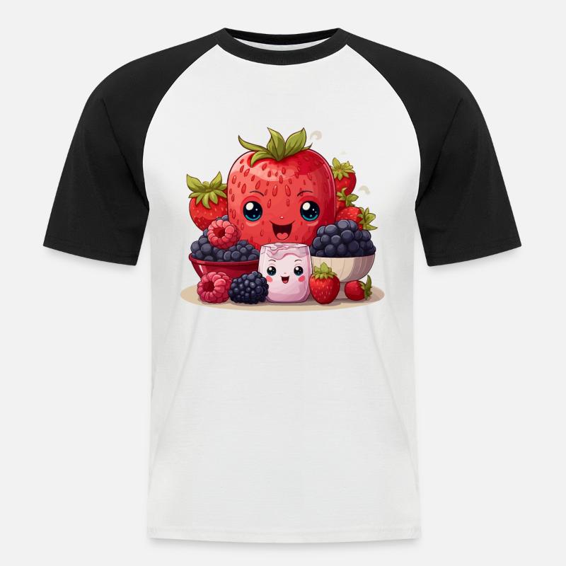 Beeren-Glückseligkeit - Männer Baseball-T-Shirt - Weiß/Schwarz