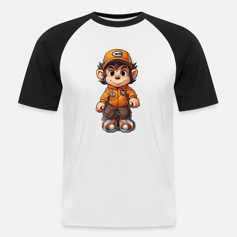 Monkey Skateboard Deck - Männer Baseball-T-Shirt - Weiß/Schwarz