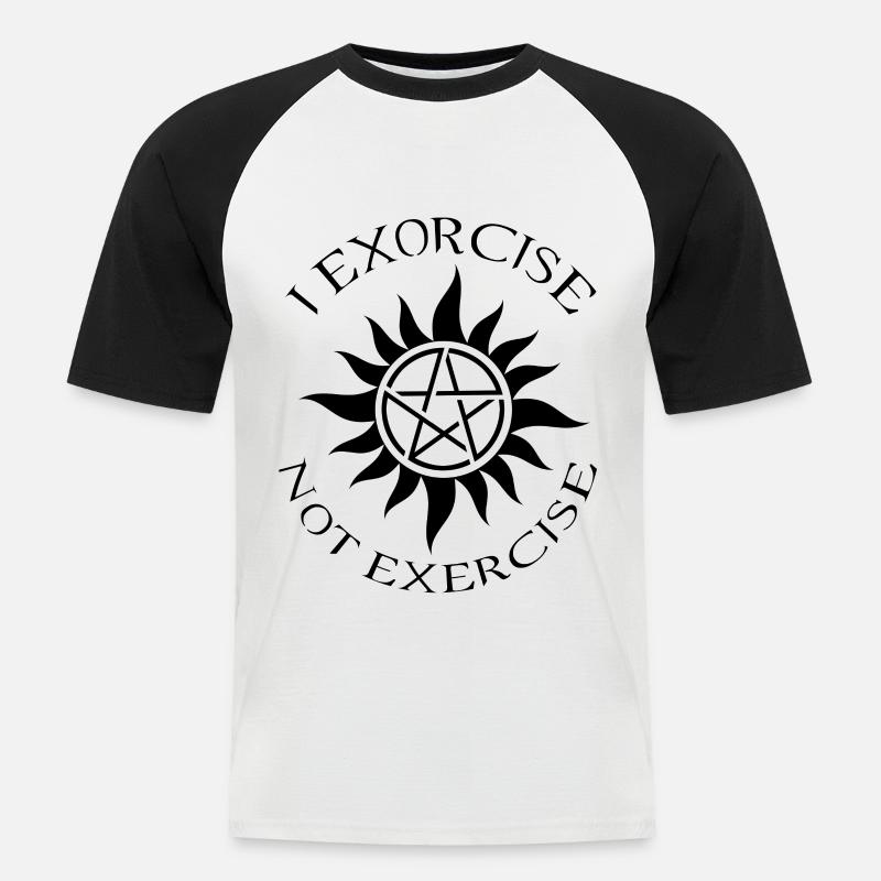 EXORCISE, GESCHENK - Männer Baseball-T-Shirt - Weiß/Schwarz