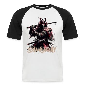 Samouraï - T-shirt baseball manches courtes Homme - blanc/noir - Devant - Nik (191cm)