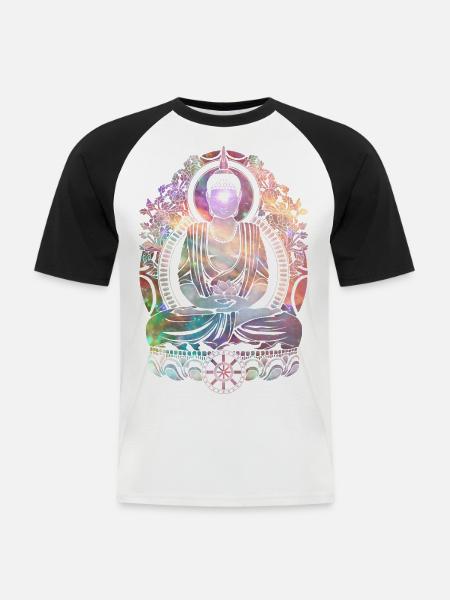 Cosmic Buddha - Men's Baseball T-Shirt - white/black