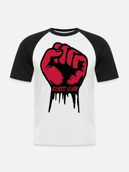 Class War - fist - Men's Baseball T-Shirt - white/black